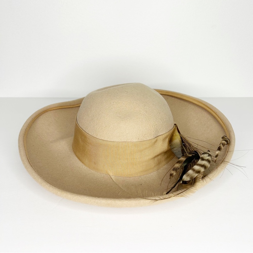 Vintage Don Anderson 100% Wool Hat Wide Brim Hat With Feathers